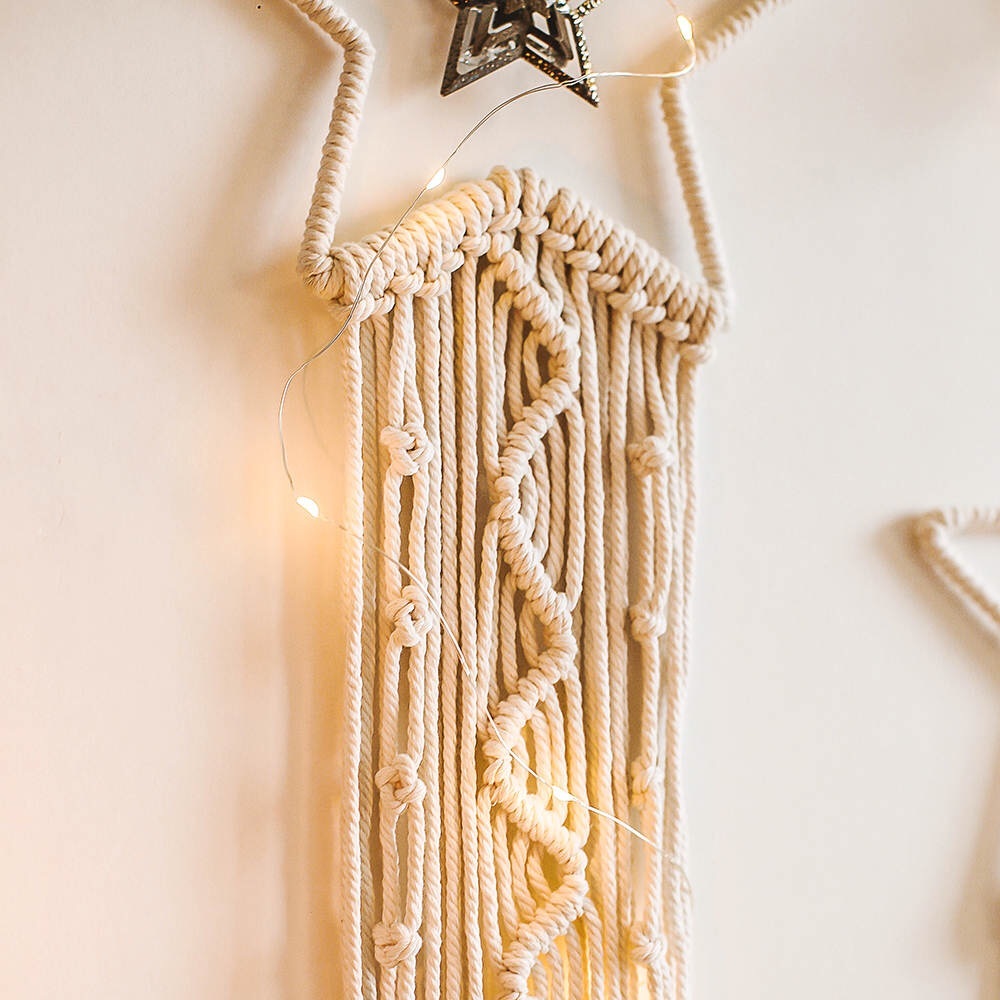 Hanging Macrame Star Dreamcatcher With Led Lights